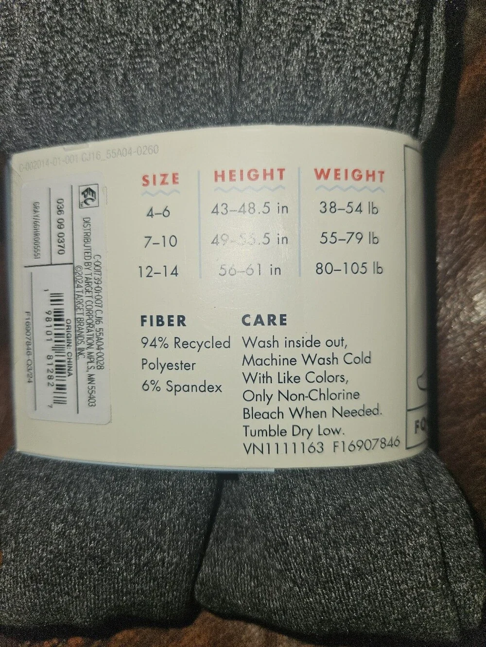 Cat & Jack Footless Gray Tights Size 4-6